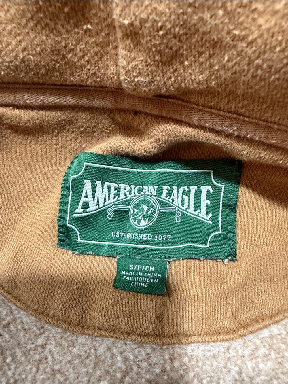 American Eagle Outfitters Brown Crewneck Hoodie with White Logo - Picture 2 of 2